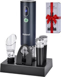 Electric Wine Opener Gift Set -USB Rechargeable Wine Bottle Opener with Foil Cutter, Wine Aerator, Wine Stoppers -Automatic Corkscrew Wine Opener for Easy Cork Removal