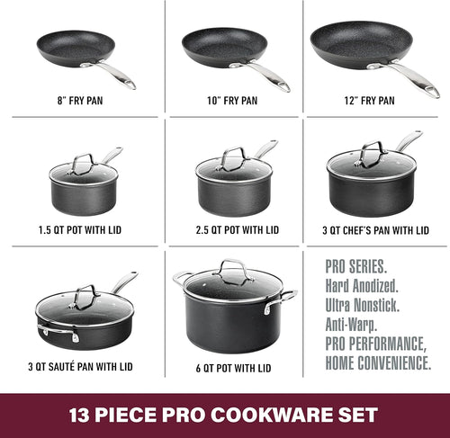 13 Pc Pots and Pans Set Non Stick Cookware Set, Kitchen Cookware Sets, Pot and Pan Set, Pot Set, Hard Anodized Non Stick Pots and Pans Set with Lids, Nonstick Cookware Set Dishwasher Safe