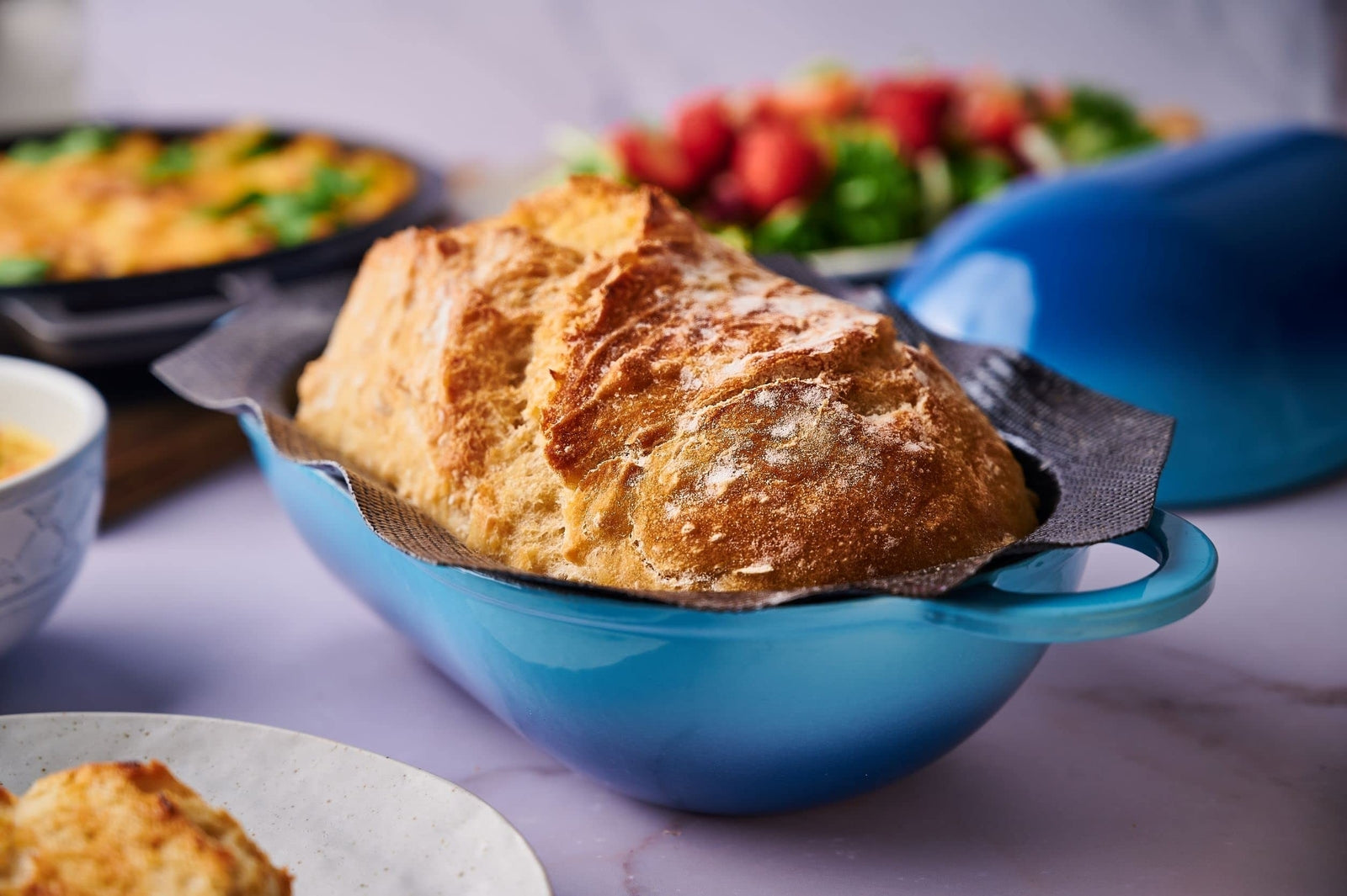 Loafnest: Incredibly Easy Artisan Bread Kit. Cast Iron Dutch Oven [Blue Gradi...