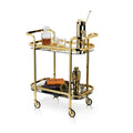 Stainless Steel Bar Cart with Wheels, Mirror Shelves, Home Bar, Gold