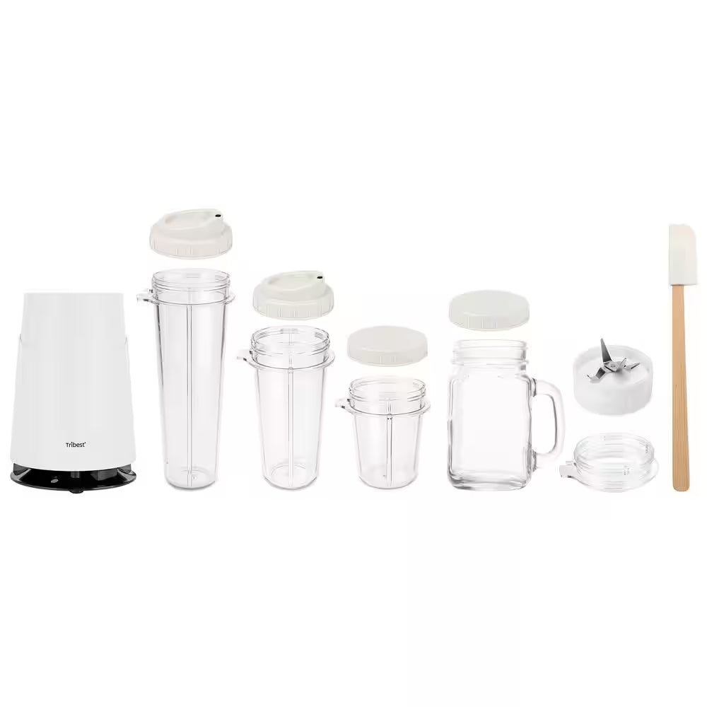 Mason Jar Ready Personal Blender 24 Oz. 1-Speed White 2-With Mason Jar Blending Mug