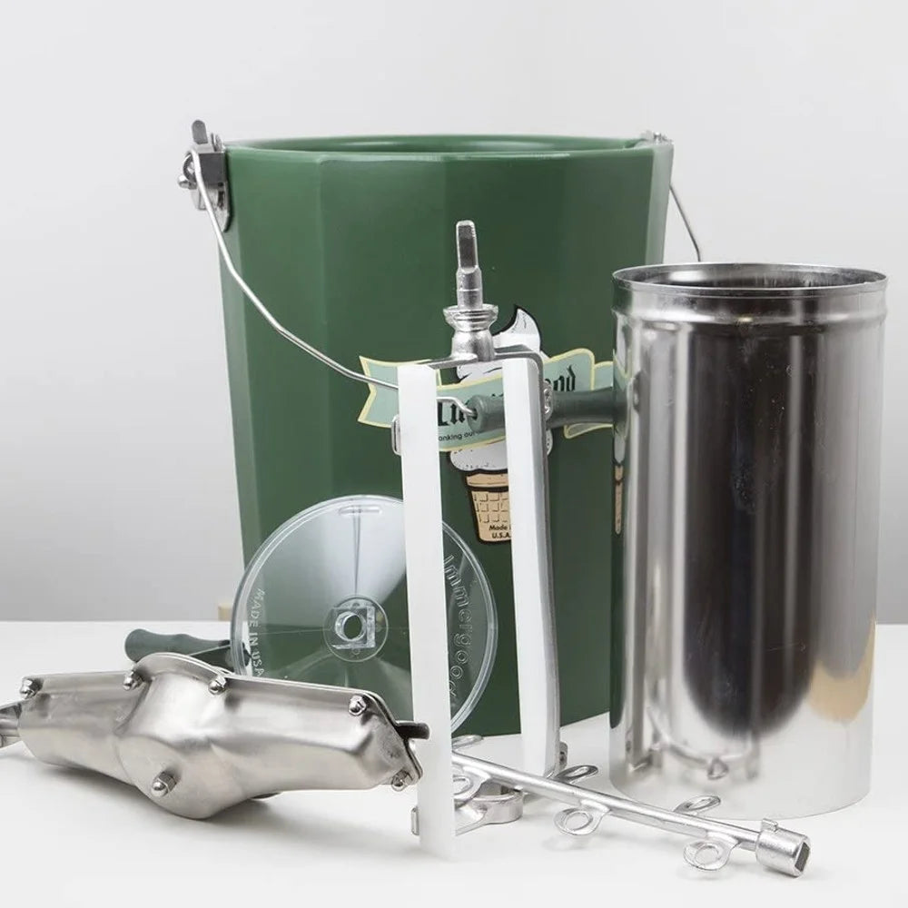 Amish Made Hand Crank Home Made Ice Cream Freezer Maker, 6 Quart