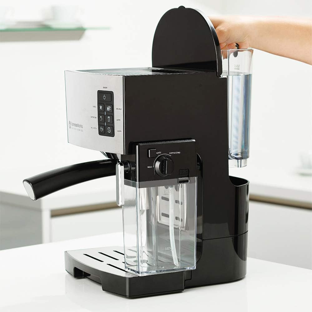 19-Bar Espresso, Cappuccino and Latte Maker 10-Piece Set - Brew Cappuccino and Latte with One Button - Espresso Machine with Milk Steamer 1250W - Coffee Gifts (Silver)