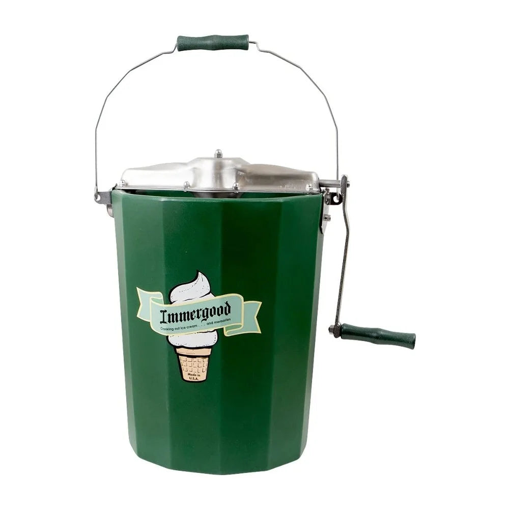 Amish Made Hand Crank Home Made Ice Cream Freezer Maker, 6 Quart