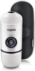 Nanopresso Portable Espresso Maker Bundled with Protective Case, Upgrade Version of Minipresso, Mini Travel Coffee Machine, Perfect for Camping, Travel and Office (New Elements Chill White)