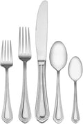 Regent Bead 65-Piece Flatware Set for 12, 18/10 Stainless Steel Silverware with Beaded Teardrop Handles, Includes Serving Utensils, Dishwasher Safe