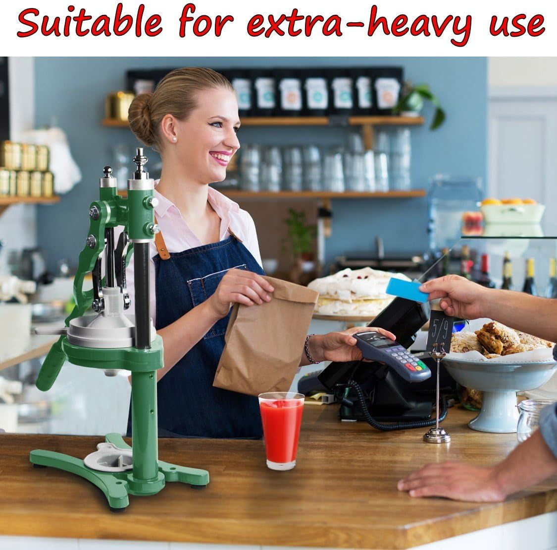Commercial Citrus Juicer Manual Presser: Press Freshly Squeezed Orange, Lime, Lemon, Grapefruit and Pomegranate Juice like a Professional Chef. XXL Extractor. Enameled Iron Fruit Juicers