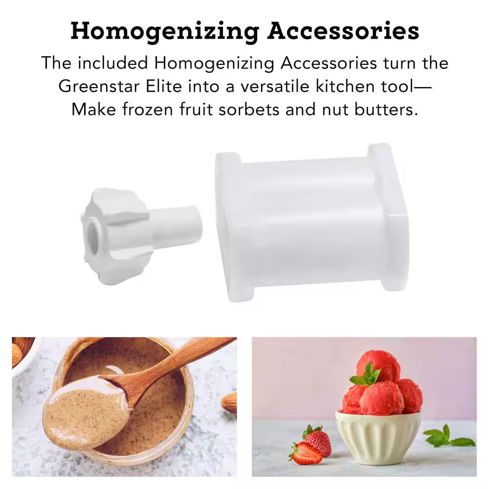 Greenstar Elite 24 Fl. Oz. Jumbo Twin Gear White Masticating Juicer