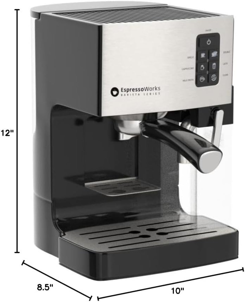 19-Bar Espresso, Cappuccino and Latte Maker 10-Piece Set - Brew Cappuccino and Latte with One Button - Espresso Machine with Milk Steamer 1250W - Coffee Gifts (Silver)