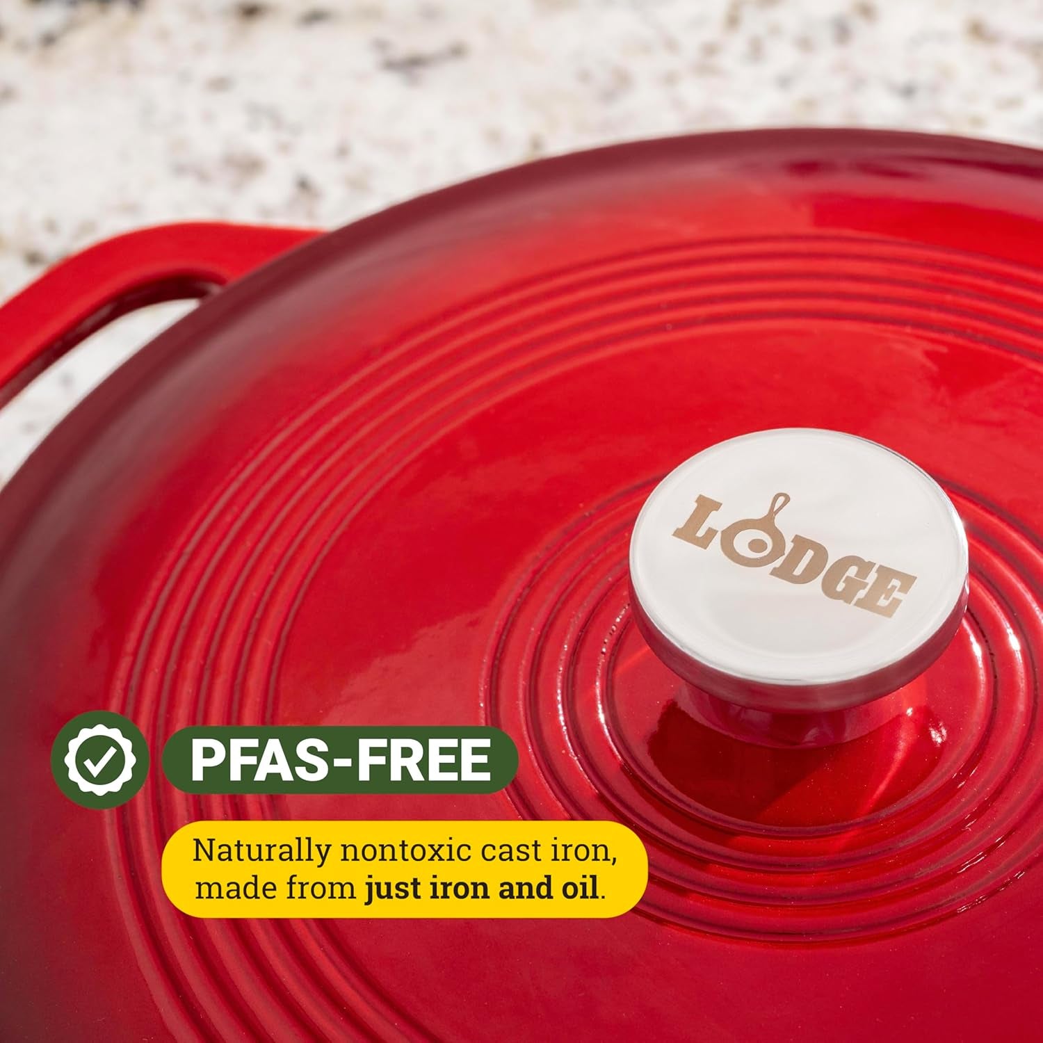 Essential Enamel Braiser 3.5 Quart - Refrigerator- & Oven-Safe up to 500° F - Heat-Retaining, Induction-Safe & Pfas-Free Enamel Cookware - Island Spice Red